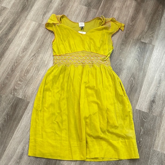 Anthropologie Dresses & Skirts - Anthropologie HD in Paris yellow embroidered dress cotton with pockets 4